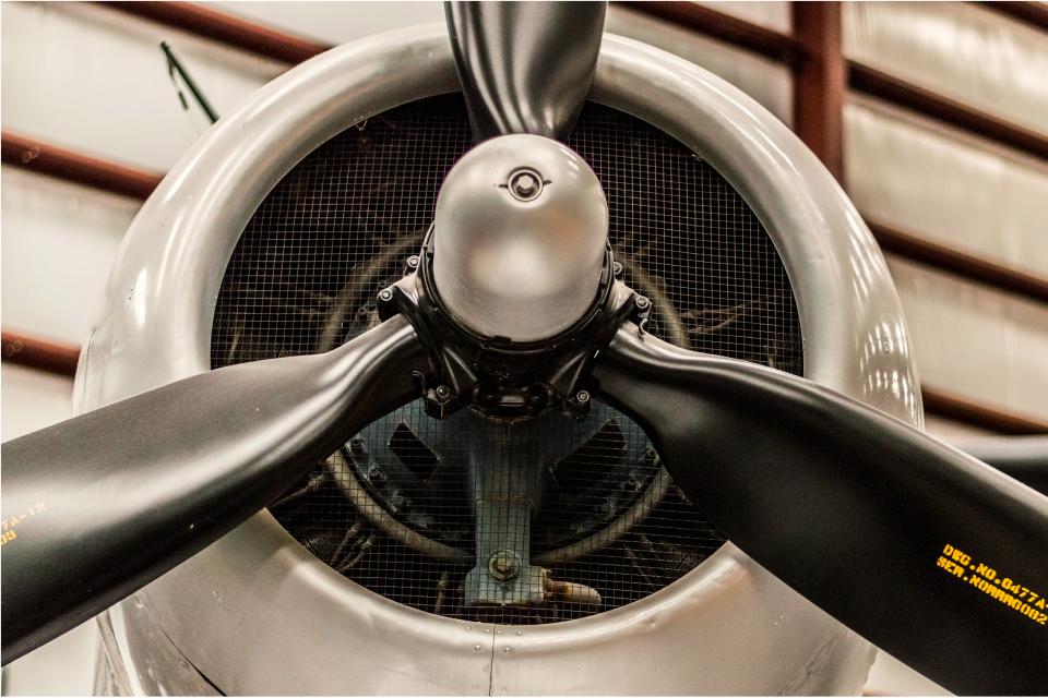 Airplane propeller closeup shot